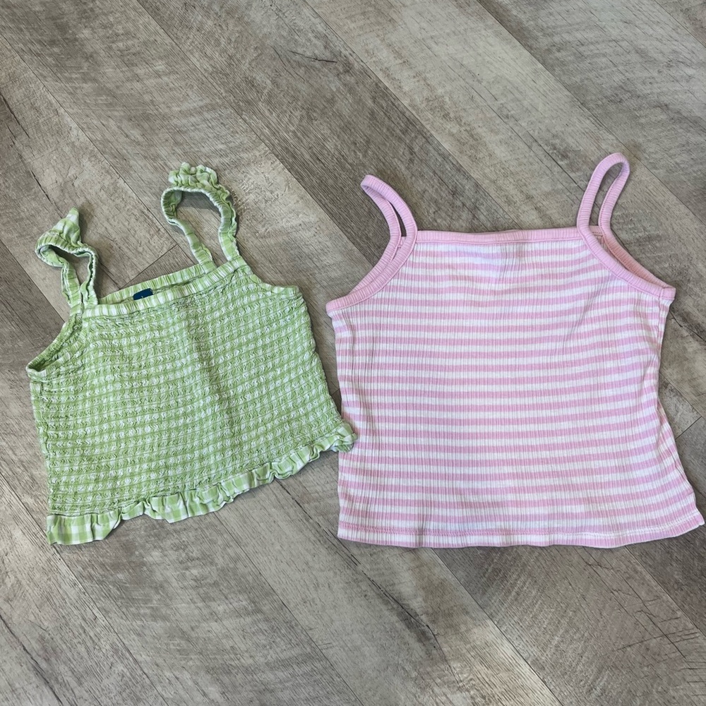 Pink and Green Kids Tank Tops
